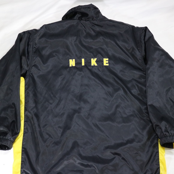 VTG NIKE Satin Black and Yellow Snap Button Jacket - Picture 2 of 8